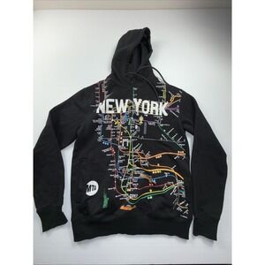 MTA New York Subway Map Hoodie Pullover Size S Black